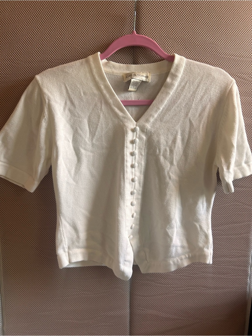 White cream button sweater knit cardigan blouse small